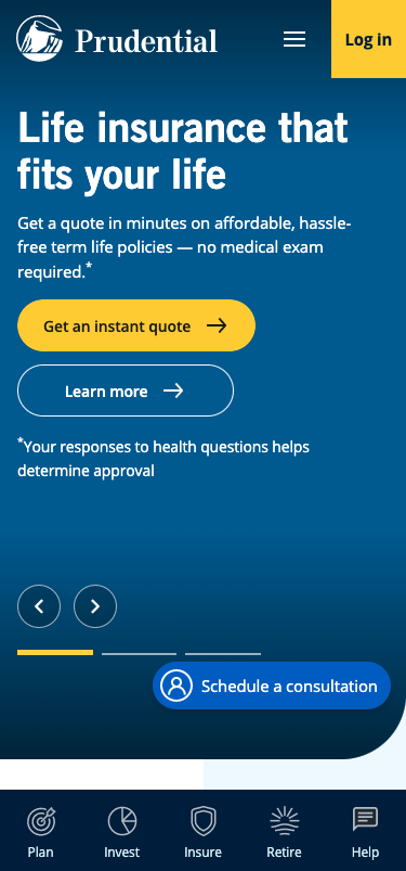 New Prudential.com homepage